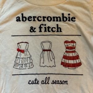 Abercrombie kids Girl White Shirt Size M Long Sleeve -Dress Print w Sequins